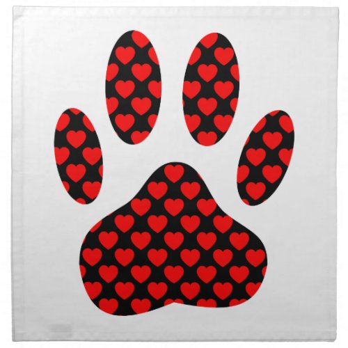 Dog Paw Print With Hearts Napkin