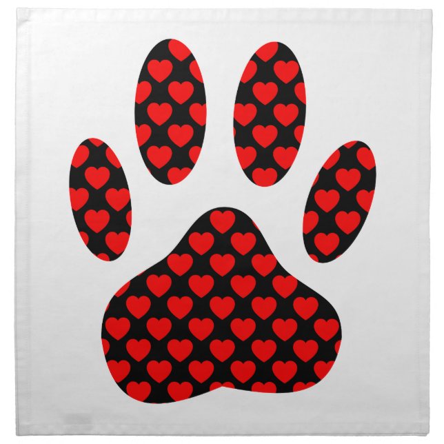 Dog Paw Print With Hearts Napkin (Front)