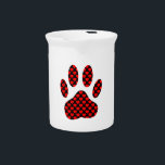 Dog Paw Print With Hearts Pitcher<br><div class="desc">Dog paw print with heart pattern. Original drawing in red and black.</div>