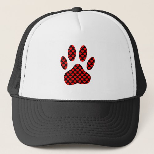 Dog Paw Print With Hearts Trucker Hat