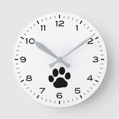 Dog Paw Print with Hours and Minutes Round Clock