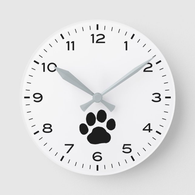 Dog Paw Print with Hours and Minutes Round Clock (Front)