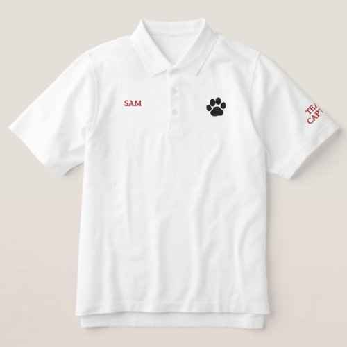 Dog Paw Print with Personalized Text Embroidered Polo Shirt