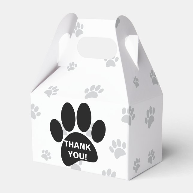 Dog Paw Print With Thank You Message Favor Boxes (Back Side)