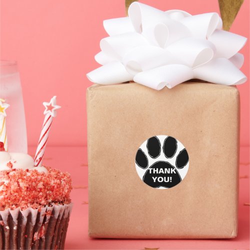 Dog Paw Print With Thank You Message Round Sticker