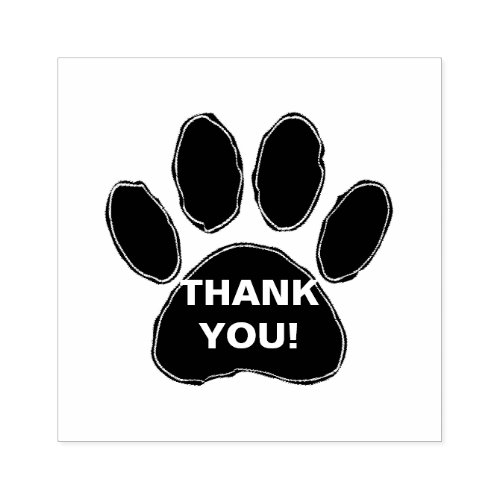 Dog Paw Print With Thank You Message Rubber Stamp