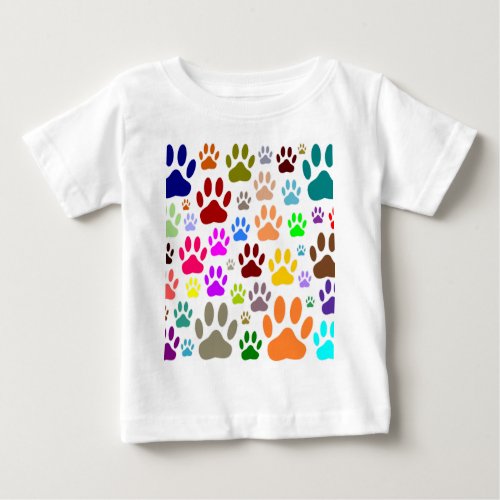 Dog Paw Prints All Over Baby T_Shirt