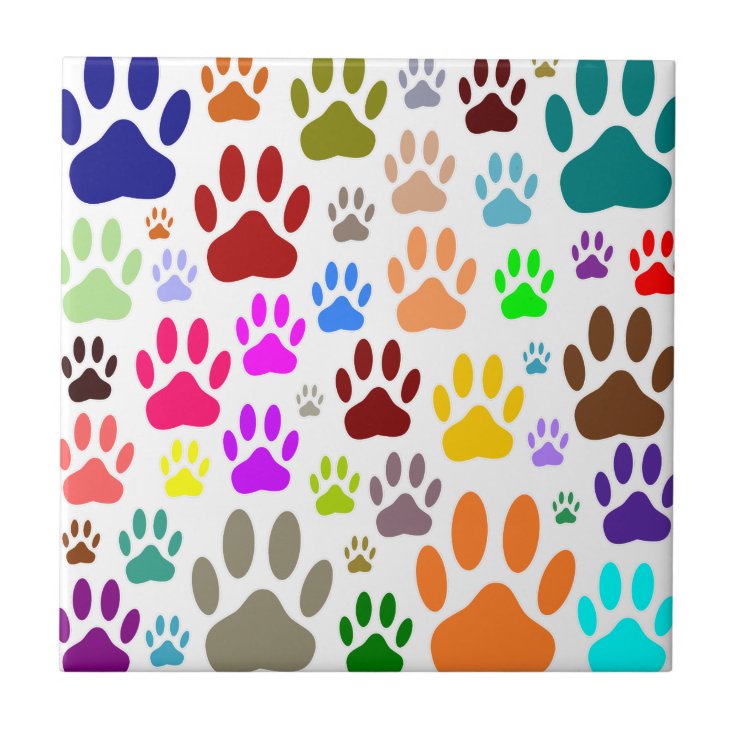 Dog Paw Prints All Over Ceramic Tile | Zazzle