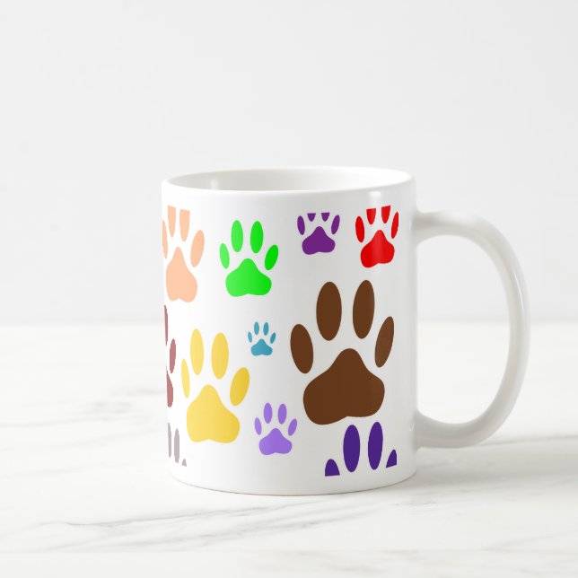 Dog Paw Prints All Over Coffee Mug (Right)