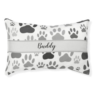 Dog Paw Prints All Over Custom Dog Name Pet Bed
