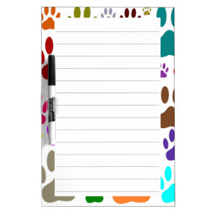 Dog Paw Prints All Over Lined Dry Erase Board