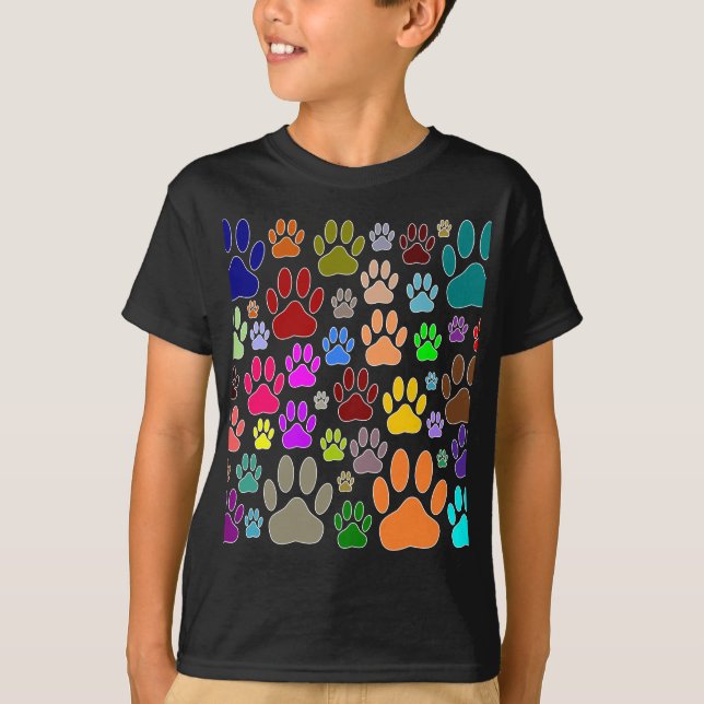 Dog Paw Prints All Over T-Shirt (Front)