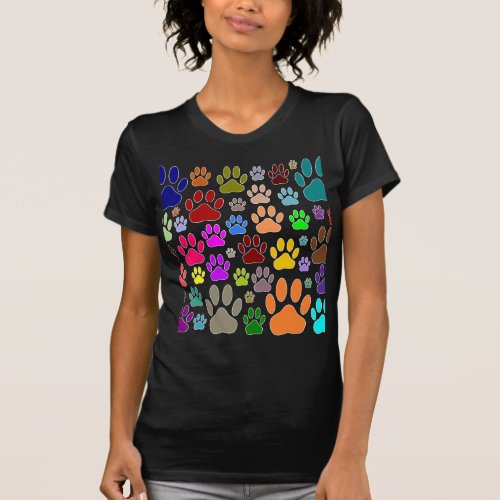 Dog Paw Prints All Over T_Shirt