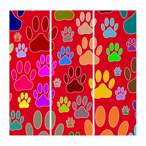 Dog Paw Prints All Over Triptych