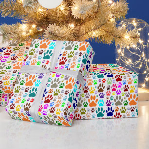 Dog Paw Prints All Over Wrapping Paper