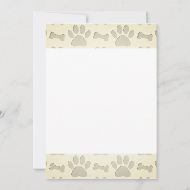 Dog Paw Prints And Bones Base For Invitation (Front)