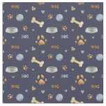 Dog Paw Prints and Bones Cute Fabric