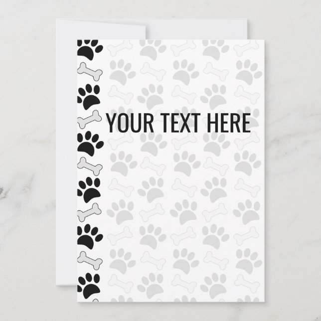 Dog Paw Prints And Bones Pattern Announcement (Front)