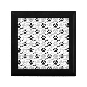 Dog Paw Prints and Bones Pattern Gift Box