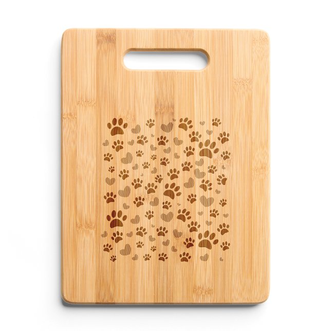 Dog Paw Prints And Hearts Pattern Engraved Cutting Board (Creator Uploaded)