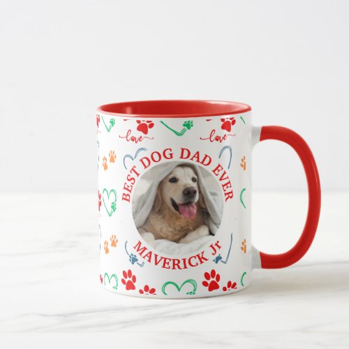 DOG PAW PRINTS and LOVE HEARTS Personalized Photo Mug