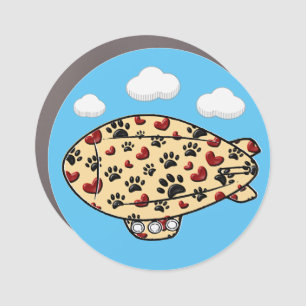 Dog Paw Prints And Red Hearts Custom Blimp Car Magnet