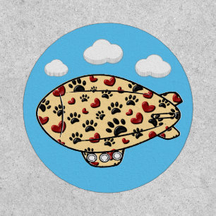 Dog Paw Prints And Red Hearts Custom Blimp Patch