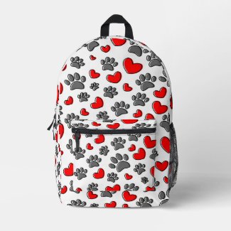 Dog Paw Prints And Red Hearts Custom