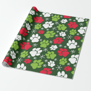 Dog Red Paw Print Wrapping Paper by T-Shirt Mock