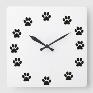 DOG PAW PRINTS AROUND THE CLOCK - CLOCK