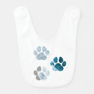Dog Paw Prints - Beach Waves and Sand Baby Bib