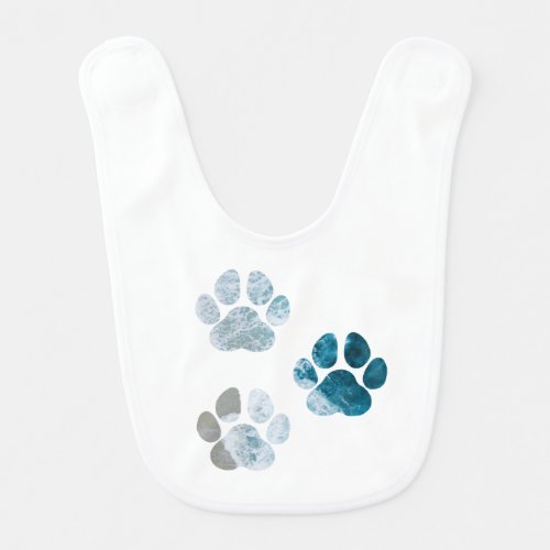 Dog Paw Prints _ Beach Waves and Sand Baby Bib