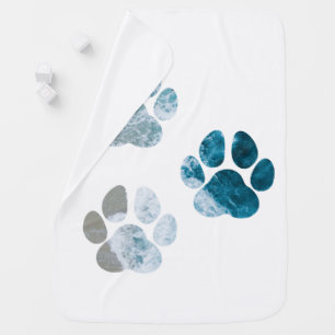 Dog Paw Prints - Beach Waves and Sand Baby Blanket