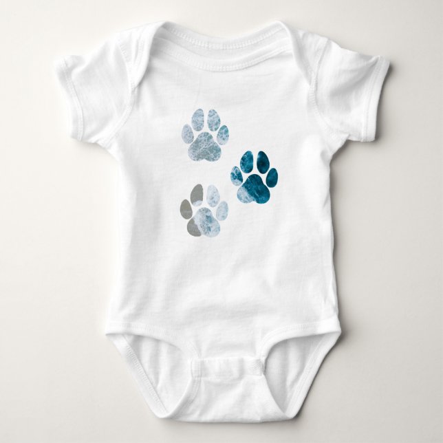 Dog Paw Prints - Beach Waves and Sand Baby Bodysuit (Front)