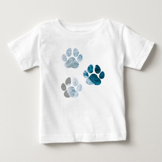 Dog Paw Prints - Beach Waves and Sand Baby T-Shirt (Front)