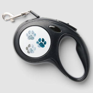 Dog Paw Prints - Beach Waves and Sand Beach Retractable Pet Leash