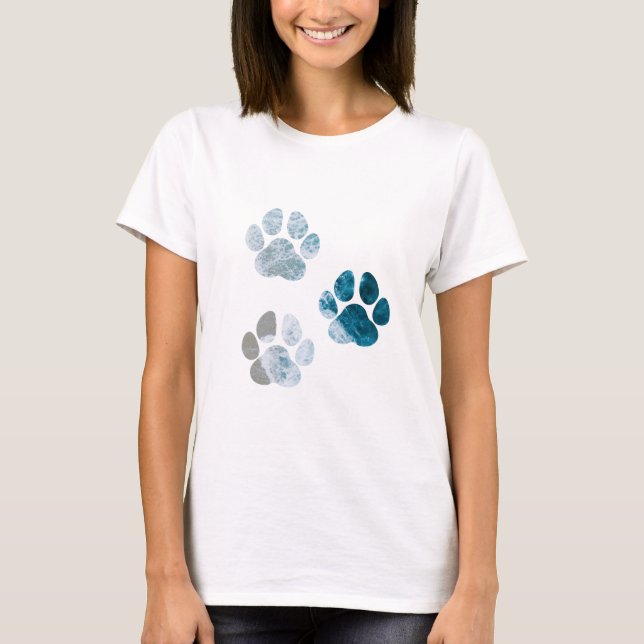 Dog Paw Prints - Beach Waves and Sand T-Shirt (Front)