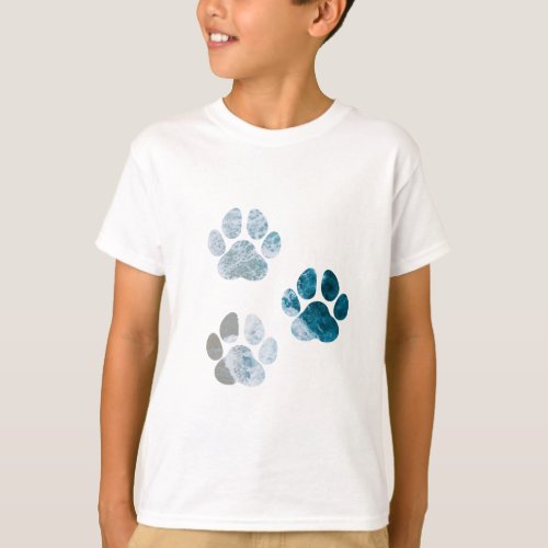 Dog Paw Prints _ Beach Waves and Sand T_Shirt