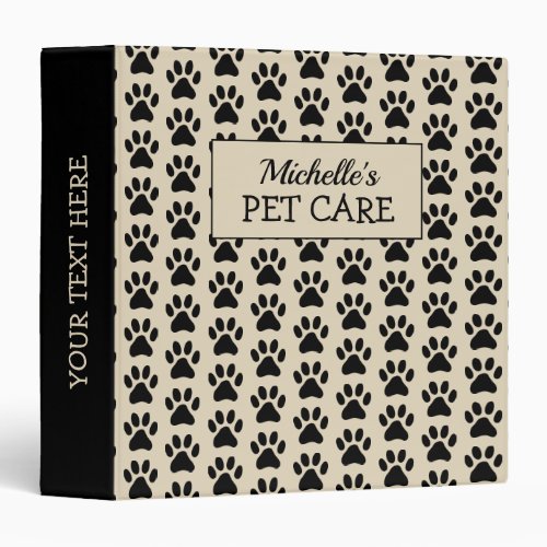 Dog paw prints binder book for pet owner or vet