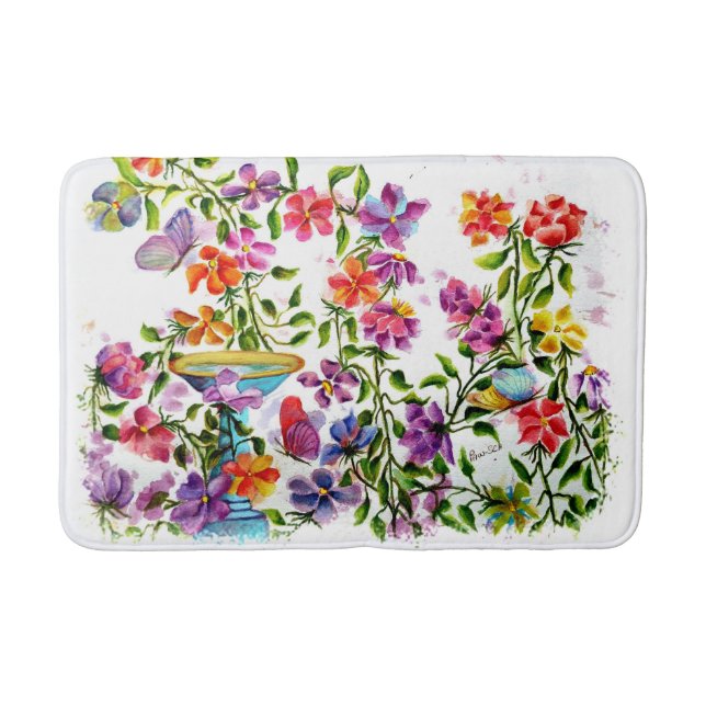 DOG PAW PRINTS BIRD BATH BATHROOM MAT (Front)