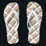 DOG PAW PRINTS BIRD BATH FLIP FLOPS<br><div class="desc">DOG PAW PRINTS – colorful delicate flowers and butterflies painted using my dog’s paws dipped in non-toxic watercolor paints – share your love of dogs with family and friends, young and old, on any occasion, any celebration, any holiday. Make your personal Gift Giving with style and love. Be as original...</div>