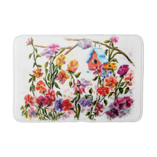 DOG PAW PRINTS BIRD HOUSE BATHROOM MAT