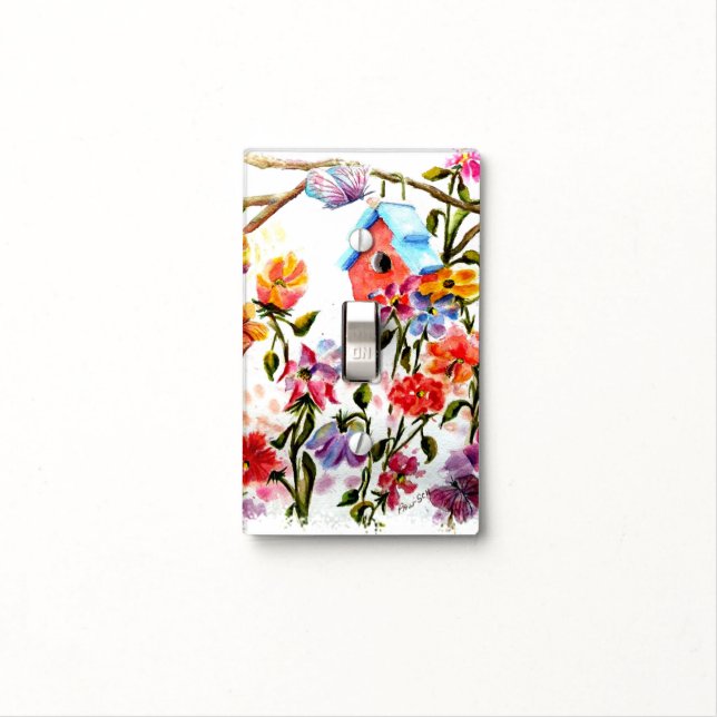 DOG PAW PRINTS BIRD HOUSE LIGHT SWITCH COVER (In Situ)