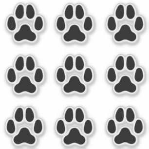 Dog Paw Prints Black Animal Tracks Stickers
