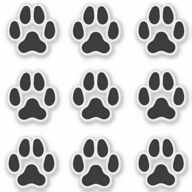 Dog Paw Prints Black Animal Tracks Stickers (Front)