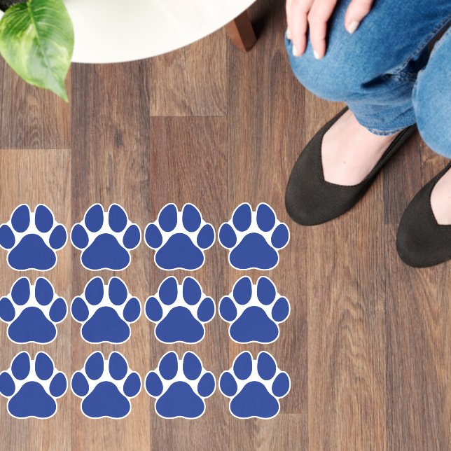 Dog Paw Prints Blue Floor Decals (Floor)