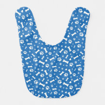 Dog Paw Prints, Bones and Hearts Blue