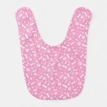 Dog Paw Prints, Bones and Hearts Pink