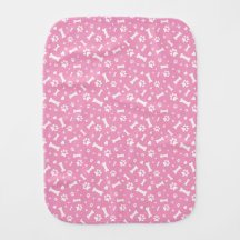 Dog Paw Prints, Bones and Hearts Pink