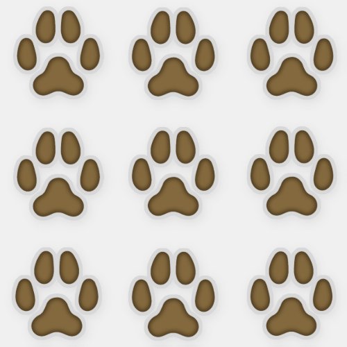 Dog Paw Prints Brown Animal Tracks Stickers
